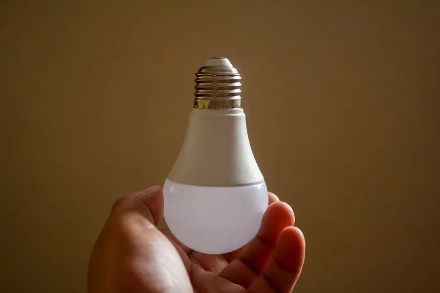 Ampoule LED tenue à la main, symbole d'un éclairage basse consommation